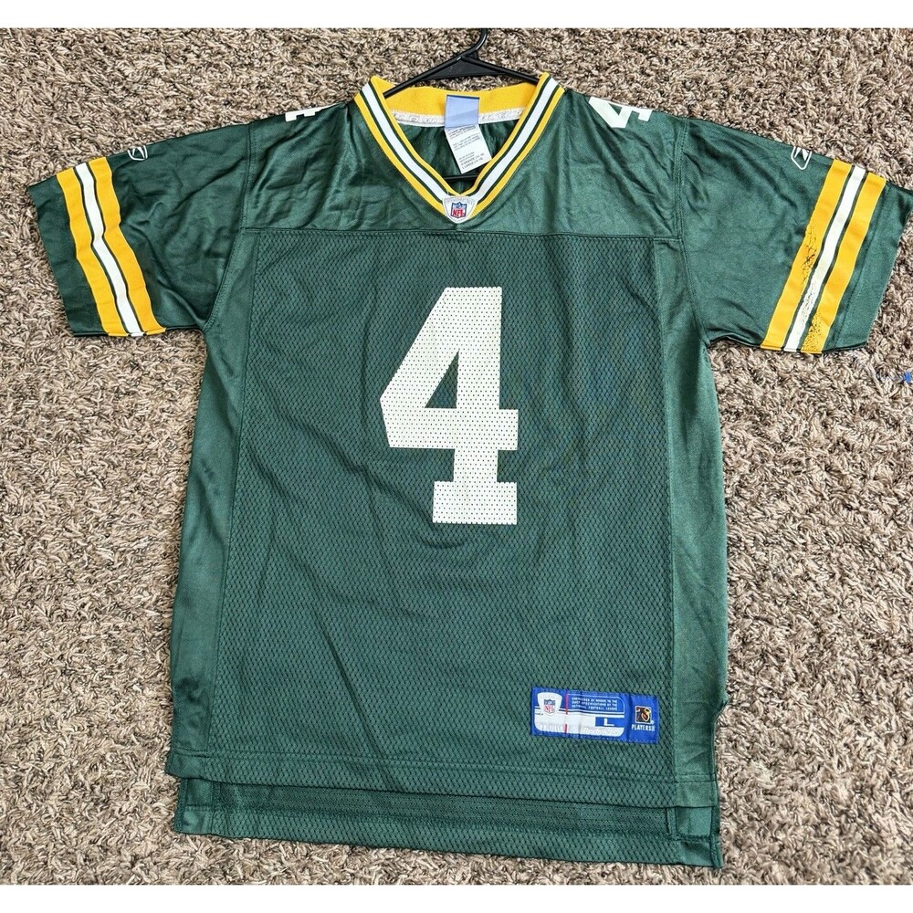 Reebok Green Bay Packers #4 Brett Favre Green Jersey Youth Large 14-16